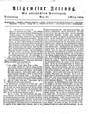 Allgemeine Zeitung Donnerstag 8. März 1821