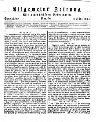 Allgemeine Zeitung Samstag 10. März 1821