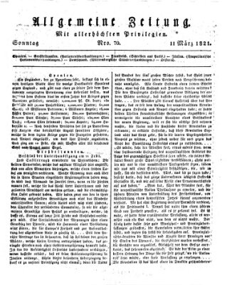 Allgemeine Zeitung Sonntag 11. März 1821