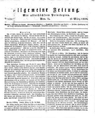 Allgemeine Zeitung Freitag 16. März 1821