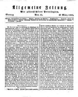 Allgemeine Zeitung Montag 26. März 1821