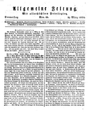 Allgemeine Zeitung Donnerstag 29. März 1821