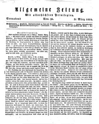 Allgemeine Zeitung Samstag 31. März 1821