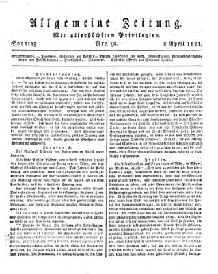 Allgemeine Zeitung Sonntag 8. April 1821