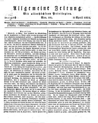 Allgemeine Zeitung Mittwoch 11. April 1821