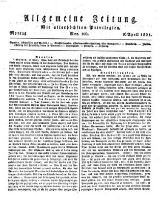 Allgemeine Zeitung Montag 16. April 1821