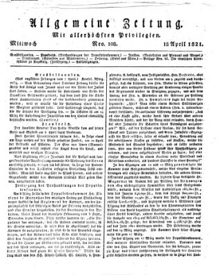 Allgemeine Zeitung Mittwoch 18. April 1821