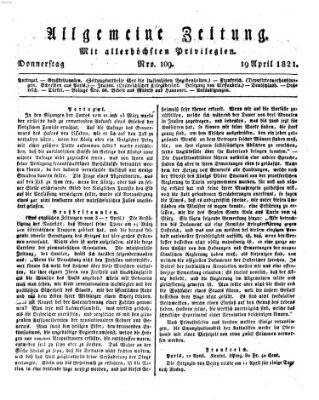 Allgemeine Zeitung Donnerstag 19. April 1821