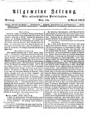 Allgemeine Zeitung Montag 23. April 1821