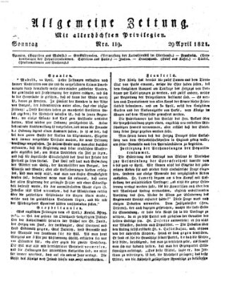 Allgemeine Zeitung Sonntag 29. April 1821