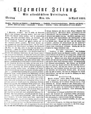 Allgemeine Zeitung Montag 30. April 1821