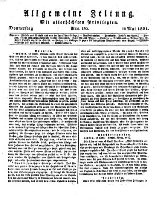 Allgemeine Zeitung Donnerstag 10. Mai 1821