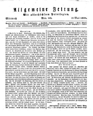 Allgemeine Zeitung Mittwoch 23. Mai 1821