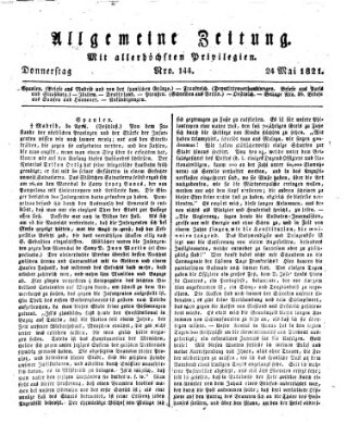 Allgemeine Zeitung Donnerstag 24. Mai 1821