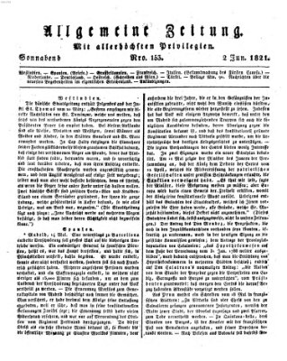 Allgemeine Zeitung Samstag 2. Juni 1821