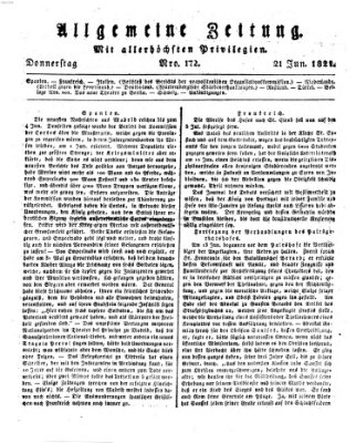 Allgemeine Zeitung Donnerstag 21. Juni 1821