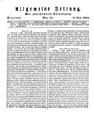 Allgemeine Zeitung Samstag 30. Juni 1821