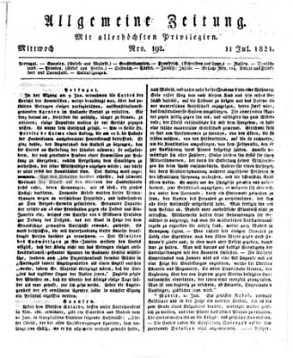 Allgemeine Zeitung Mittwoch 11. Juli 1821