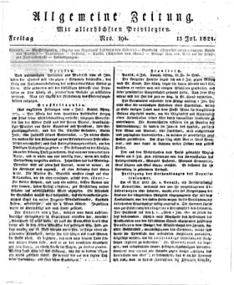 Allgemeine Zeitung Freitag 13. Juli 1821