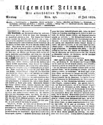 Allgemeine Zeitung Montag 16. Juli 1821