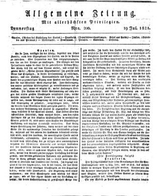 Allgemeine Zeitung Donnerstag 19. Juli 1821