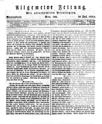 Allgemeine Zeitung Samstag 21. Juli 1821