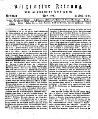 Allgemeine Zeitung Sonntag 22. Juli 1821