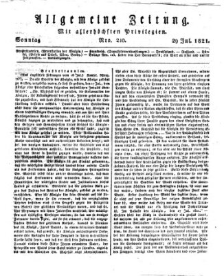 Allgemeine Zeitung Sonntag 29. Juli 1821