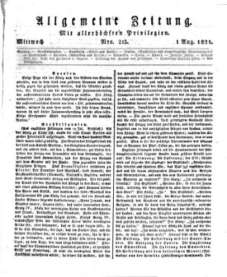 Allgemeine Zeitung Mittwoch 1. August 1821