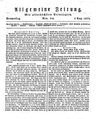 Allgemeine Zeitung Donnerstag 2. August 1821