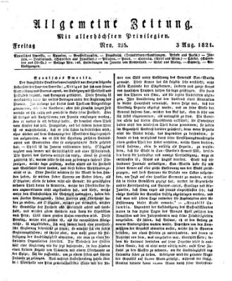 Allgemeine Zeitung Freitag 3. August 1821