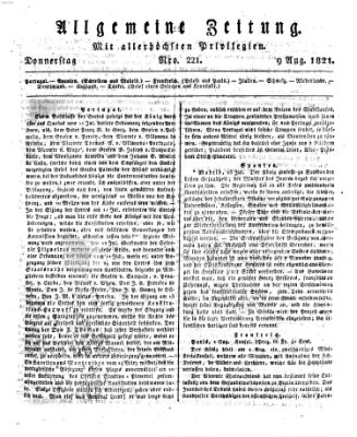 Allgemeine Zeitung Donnerstag 9. August 1821