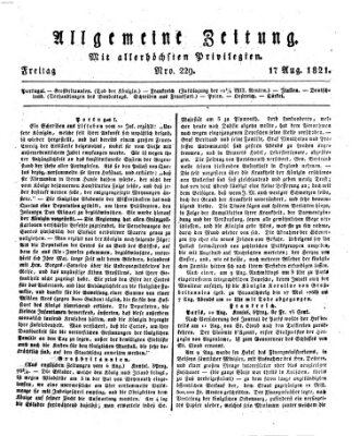 Allgemeine Zeitung Freitag 17. August 1821