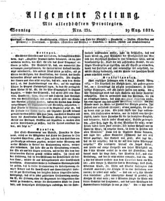 Allgemeine Zeitung Sonntag 19. August 1821