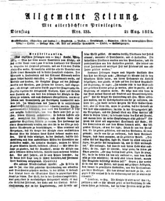 Allgemeine Zeitung Dienstag 21. August 1821