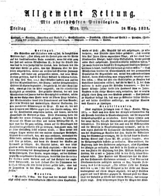 Allgemeine Zeitung Freitag 24. August 1821