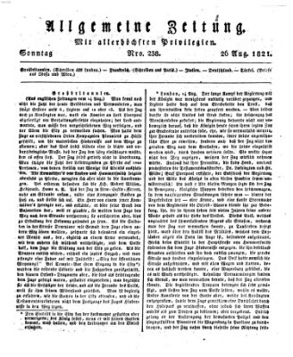 Allgemeine Zeitung Sonntag 26. August 1821