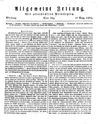 Allgemeine Zeitung Montag 27. August 1821