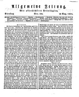 Allgemeine Zeitung Dienstag 28. August 1821