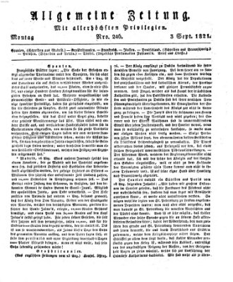 Allgemeine Zeitung Montag 3. September 1821