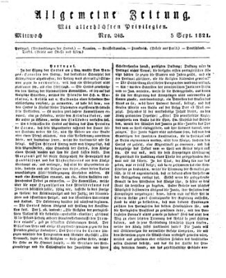 Allgemeine Zeitung Mittwoch 5. September 1821