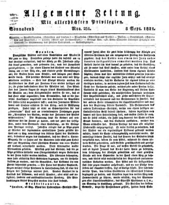 Allgemeine Zeitung Samstag 8. September 1821