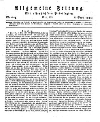 Allgemeine Zeitung Montag 10. September 1821