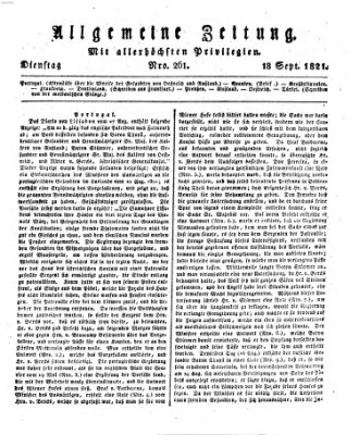 Allgemeine Zeitung Dienstag 18. September 1821