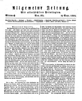 Allgemeine Zeitung Mittwoch 19. September 1821