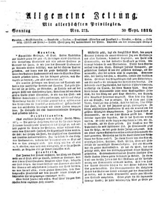 Allgemeine Zeitung Sonntag 30. September 1821