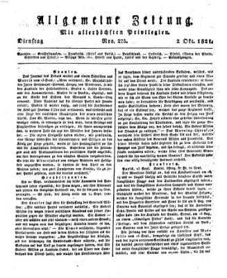 Allgemeine Zeitung Dienstag 2. Oktober 1821