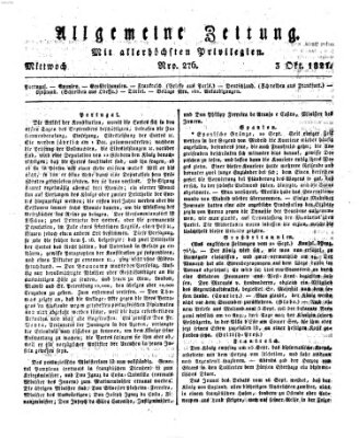 Allgemeine Zeitung Mittwoch 3. Oktober 1821