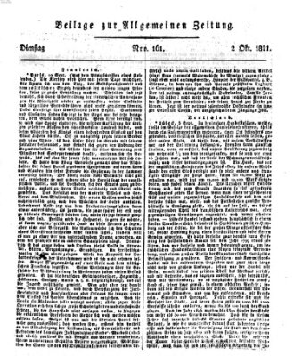 Allgemeine Zeitung Dienstag 2. Oktober 1821