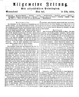 Allgemeine Zeitung Samstag 20. Oktober 1821